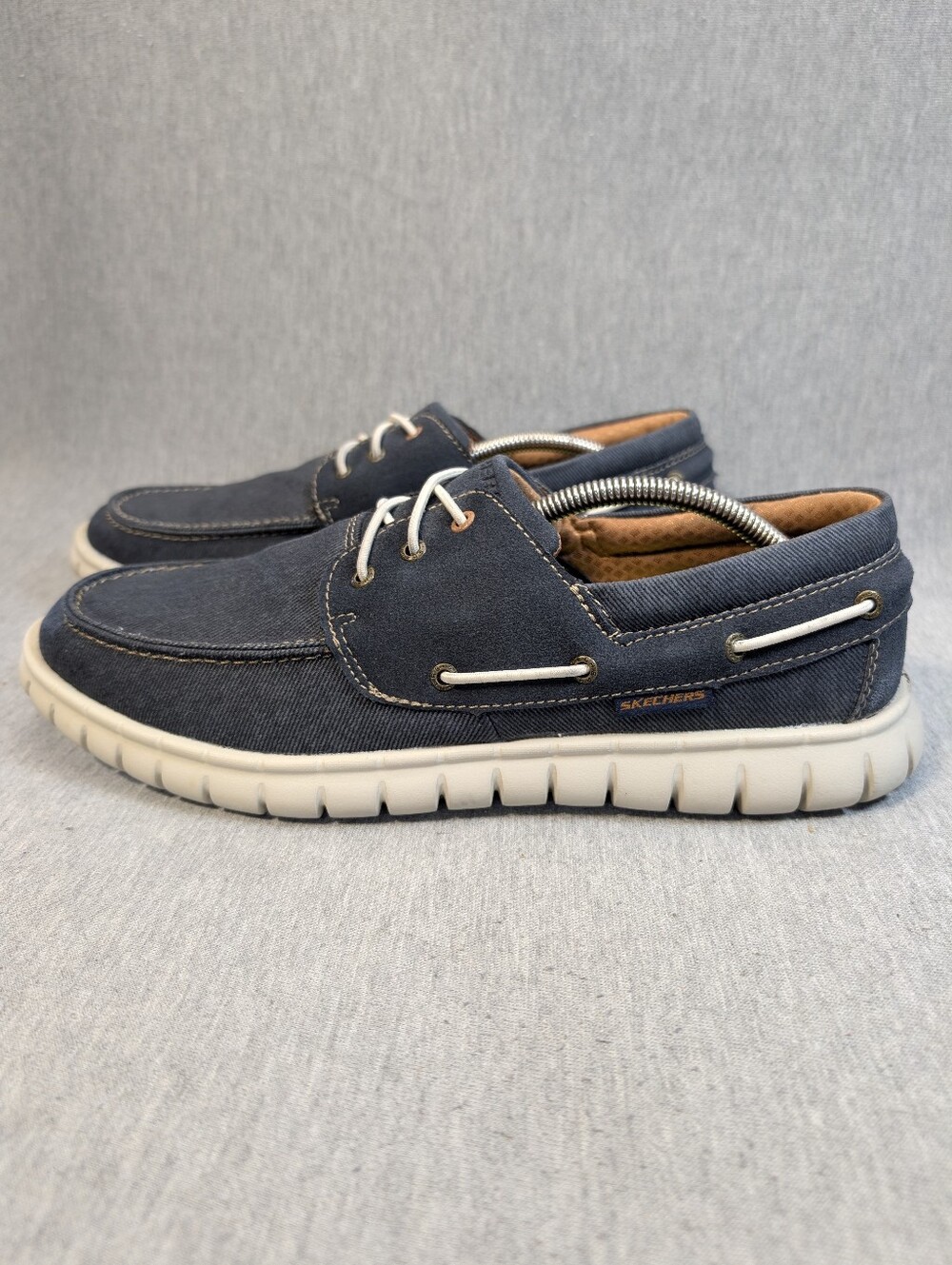 Skechers Canvas Boat Shoes Men's 12 Navy Blue Moreway-Barco Slip On